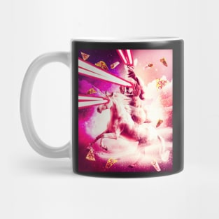 Laser Eyes Space Cat Riding Dog, Unicorn Mug